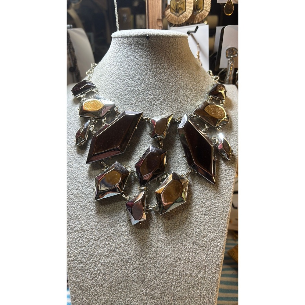 #21. Vintage EXPRESS Geometric Metal Bib Statement Necklace Bold & Chunky